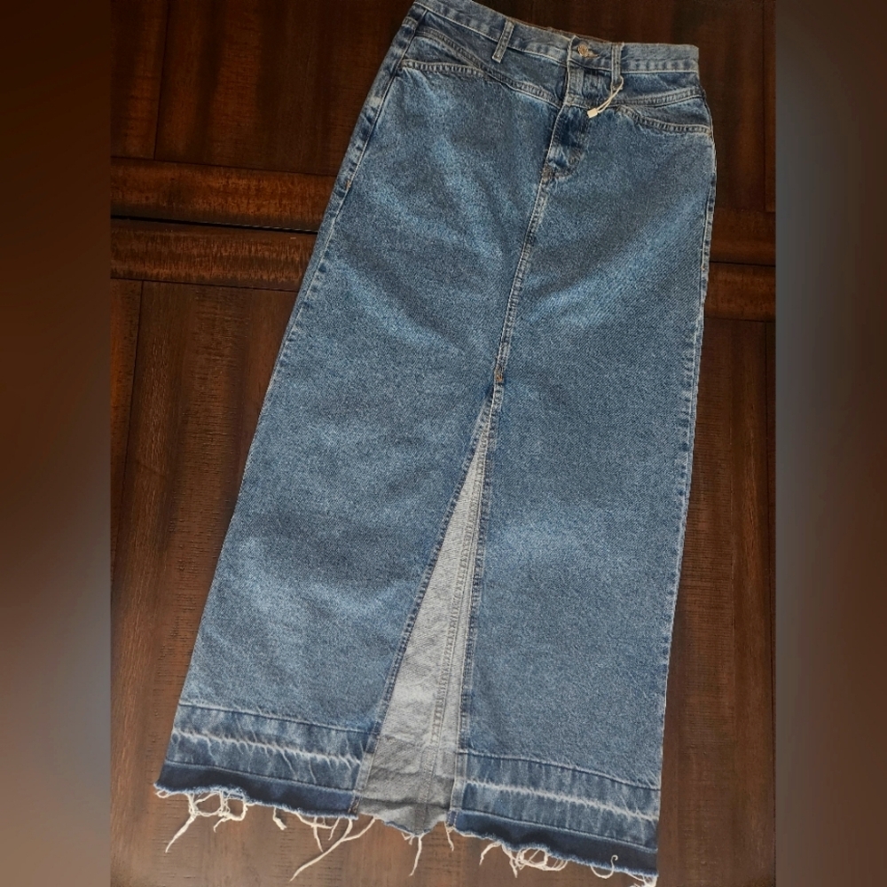 Mango Blue Maxi Pencil Skirt with Slit